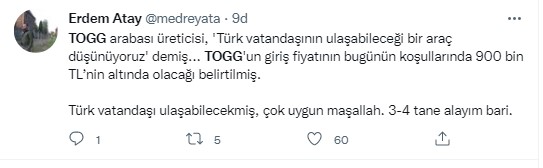 togg un fiyati sosyal medyada gundem oldu